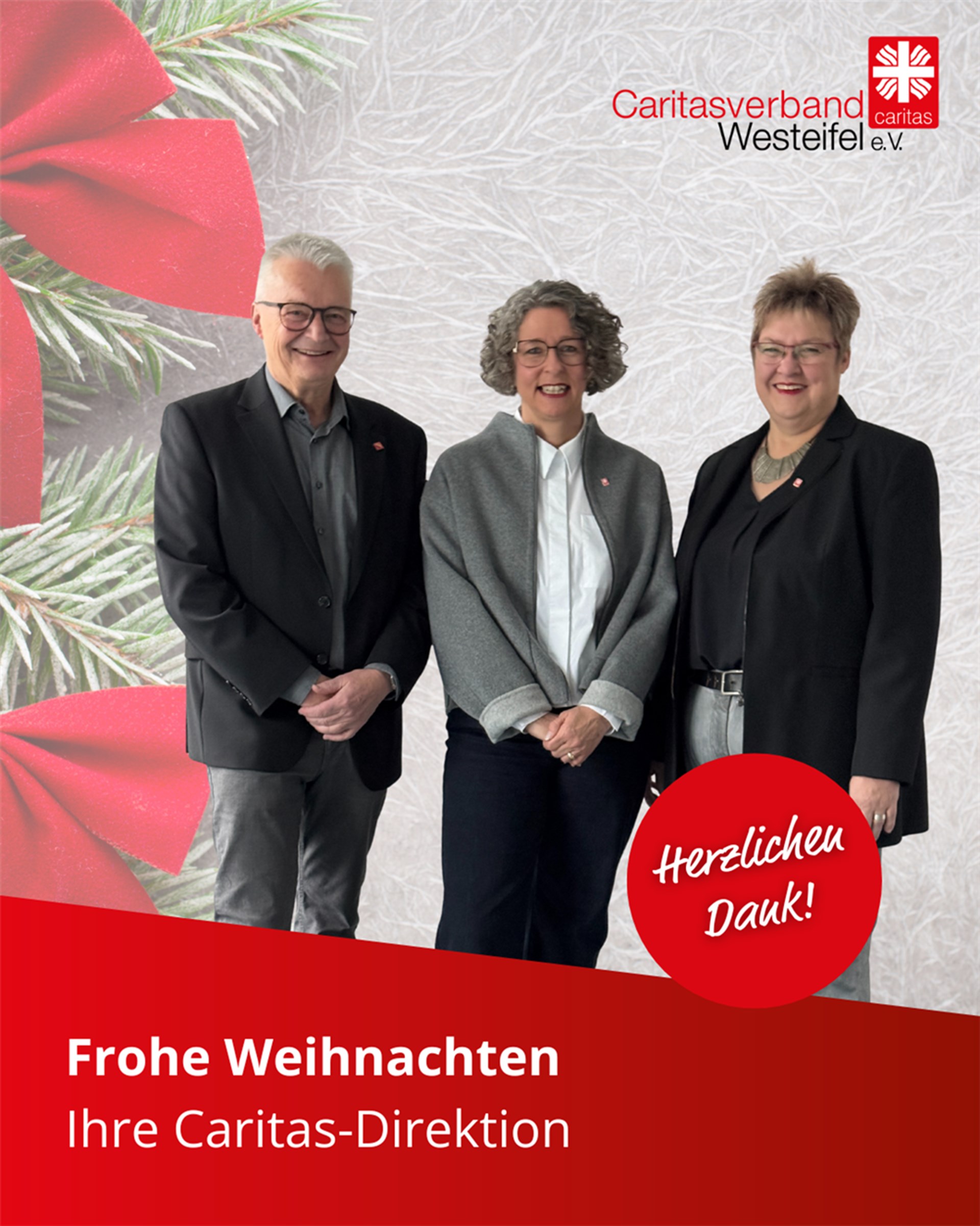 Caritasdirektion vor weihnachtlichem Hintergrund in der Geschäftsstelle Gerolstein