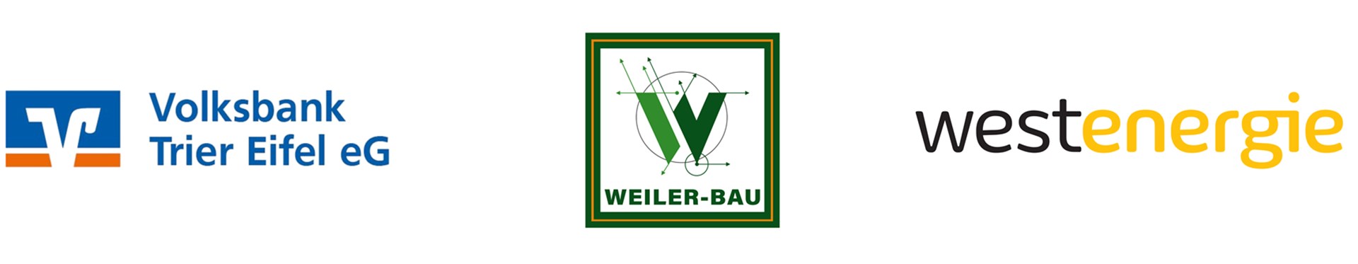 Logo Volksbank Trier Eifel eG, Logo Weiler-Bau, Logo Westnetz